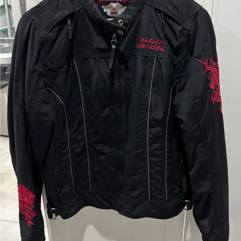 Harley-Davidson Women's Black Jacket with Red Embroidery